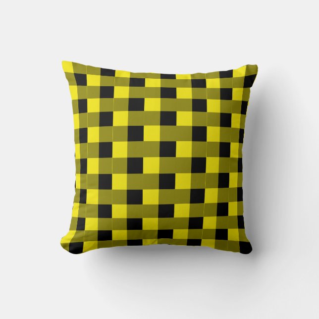 Black & Yellow Checked Cushion (Front)