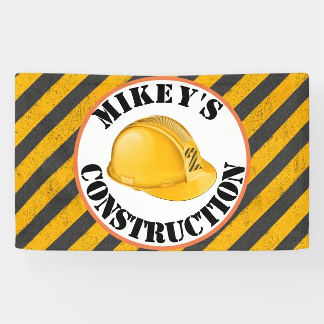 Black & Yellow Construction Hard Hat 2nd Birthday Banner (Horizontal)