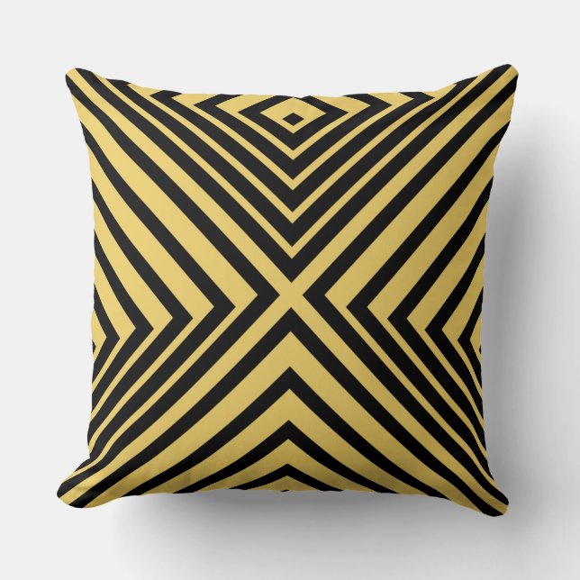 Black & Yellow Cornered Box Pattern- Throw Pillow (Front)
