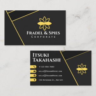 Black Yellow Custom text Modern Corporate Business Card