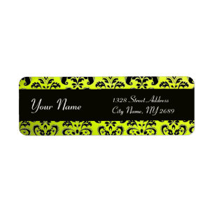 BLACK YELLOW DAMASK