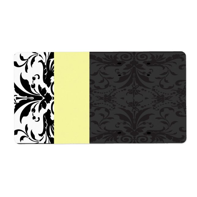 Black & Yellow Damask  Address Labels - (Front)
