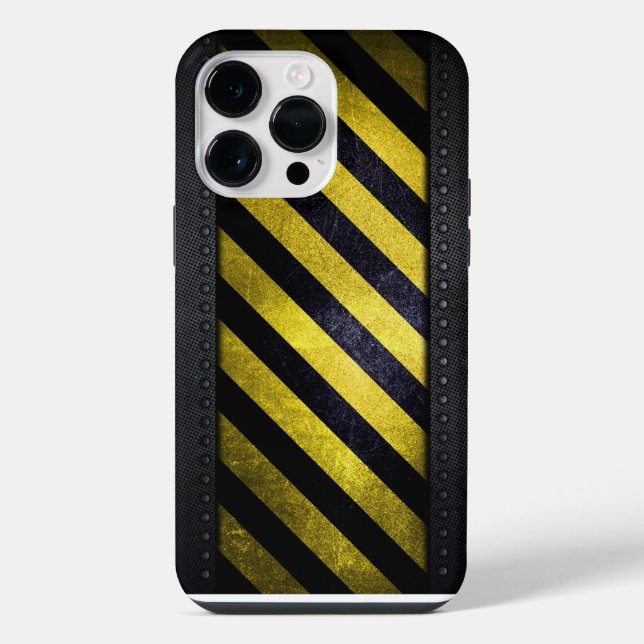 Black Yellow Danger Stripes Construction Engineer iPhone Case (Back)