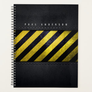 Black Yellow Danger Stripes Construction Engineer Planner
