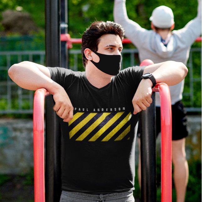 Black Yellow Danger Stripes Construction Engineer T-Shirt (Creator Uploaded)