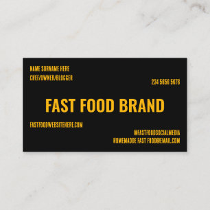 Black Yellow Fast Food Burger Chicken Restaurant Business Card