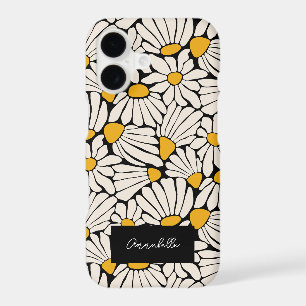 Black yellow floral matisse block print