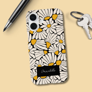 Black yellow floral matisse block print