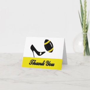 Black & Yellow Football Wedding Thank You Card