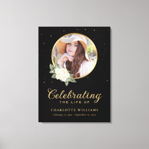 Black Yellow Gold Floral Funeral Welcome Sign