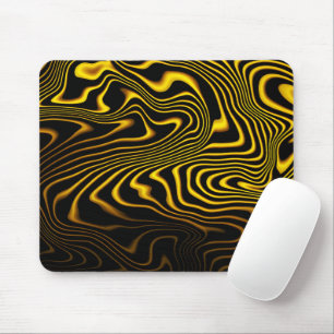 Black Yellow Gold Swirls Texture Mouse Pad