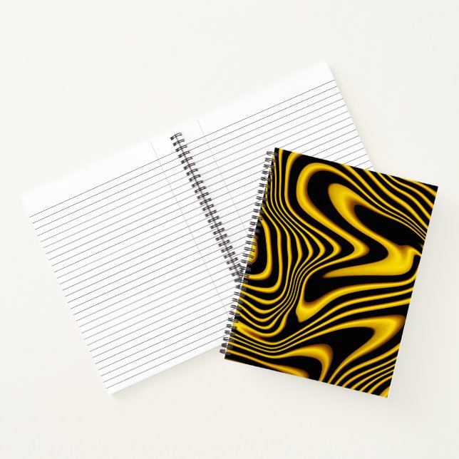 Black Yellow Gold Swirls Texture Notebook (Inside)