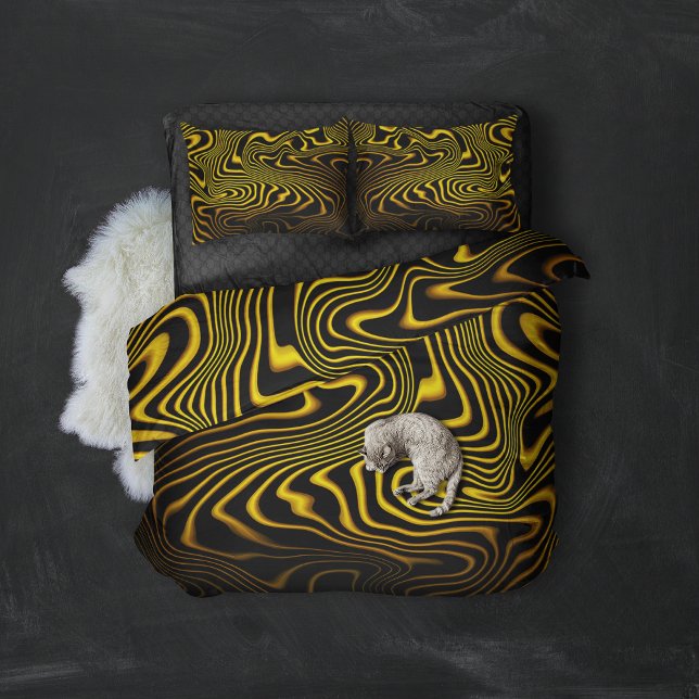 Black Yellow Gold Swirls Texture Pillowcase (Creator Uploaded)