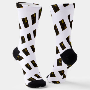 Black Yellow Gold Swirls Texture Socks