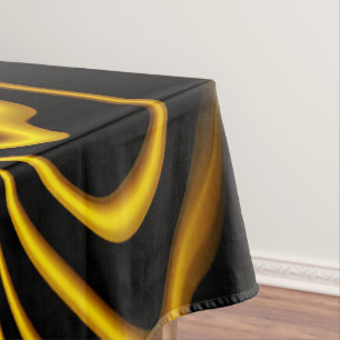 Black Yellow Gold Swirls Texture Tablecloth