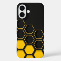 Black & Yellow Golden Honeycomb Geometric Phone Ca