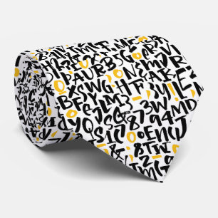 Black & Yellow Graffiti-Inspired Alphabet Necktie