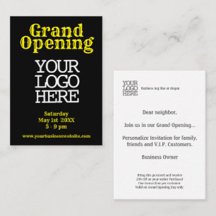 Black Yellow Grand Opening Discount Card