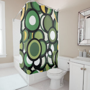 Black, Yellow, Green and White Circles Shower Curtain