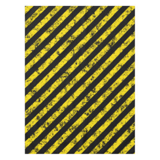 Black Yellow Grunge Caution Tape Stripes Pattern Tablecloth