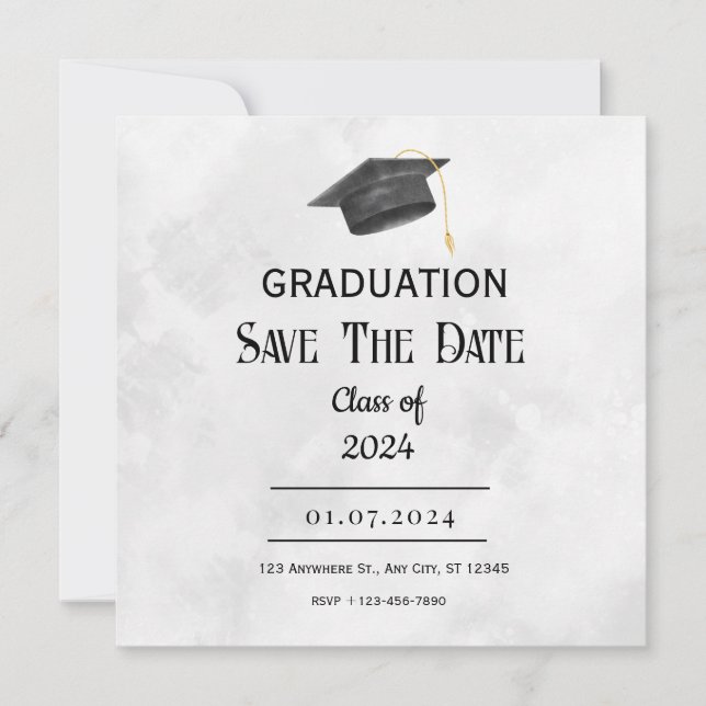 Black Yellow Grunge Graduation Save the Date (Front)