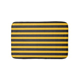 Black Yellow Horizontal Lines Geometric Bee Animal Bath Mat