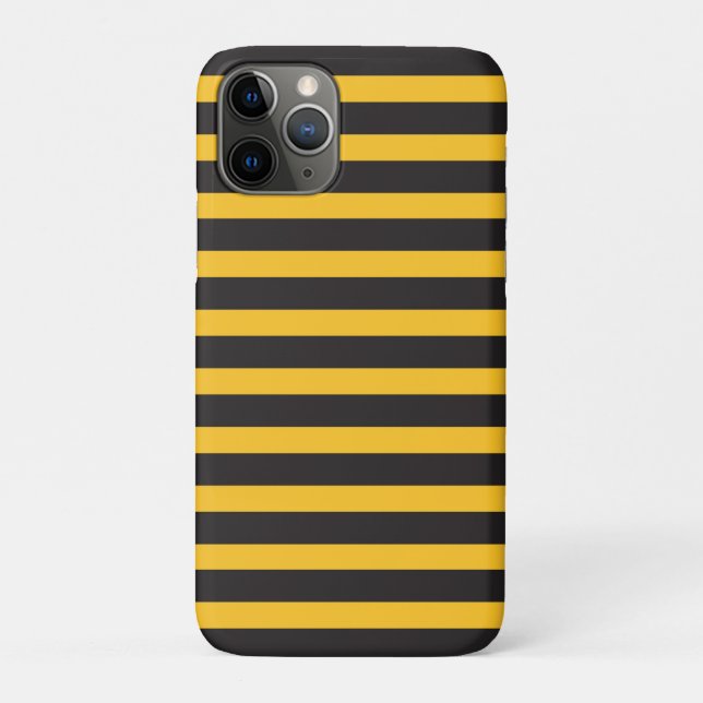 Black Yellow Horizontal Lines Geometric Bee Animal Case-Mate iPhone Case (Back)