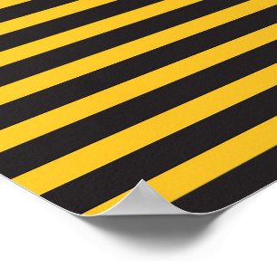 Black Yellow Horizontal Lines Geometric Bee Animal Poster
