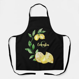 Black & Yellow Lemon Monogram Apron