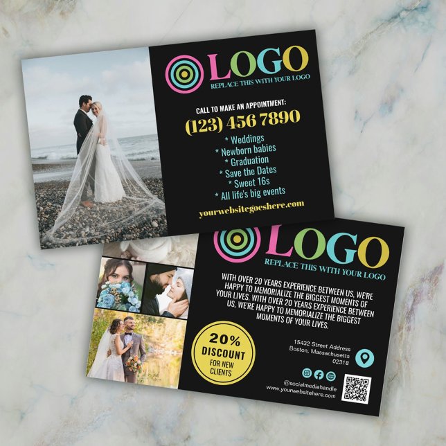 Black Yellow Logo Photos Promo Small Business Flyer (Creator Uploaded)