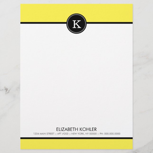 Black & Yellow Monogram Letterhead (Front)