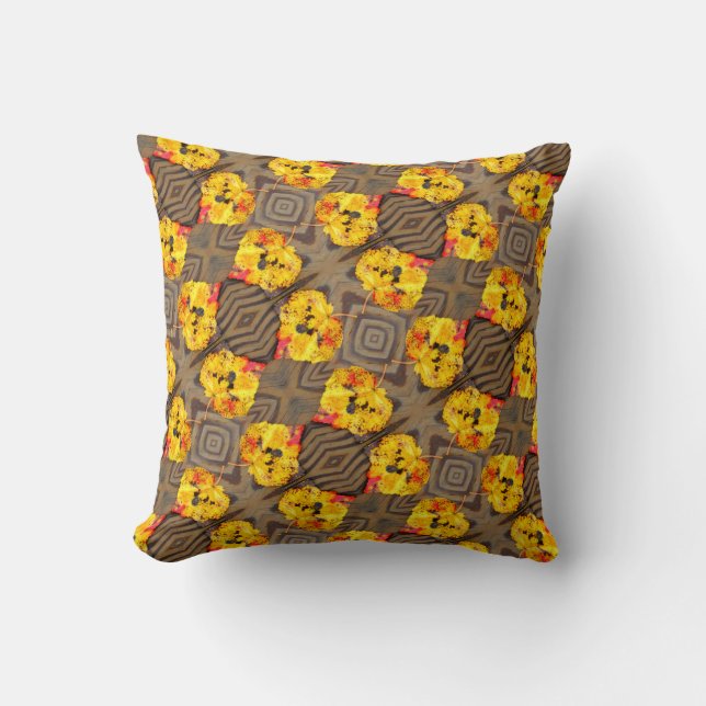 Black, yellow orange fall leaves solid back cushion (Front)