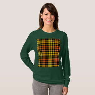 Black Yellow Orange Plaid Tartan Design T-Shirt