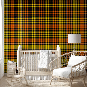Black Yellow Orange Plaid Tartan Design Wallpaper