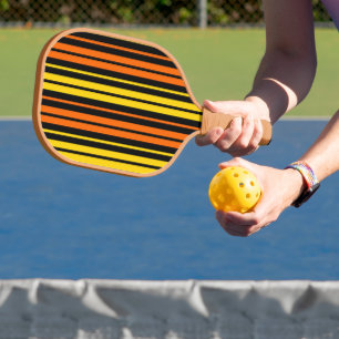 Black Yellow Orange Vertical Stripes Design   Pickleball Paddle
