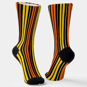 Black Yellow Orange Vertical Stripes Design Socks