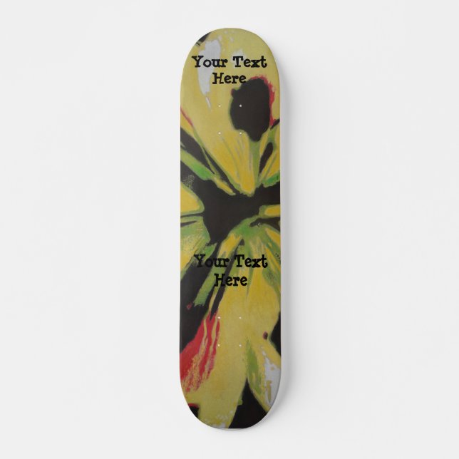 black yellow original modern abstract art design skateboard (Front)