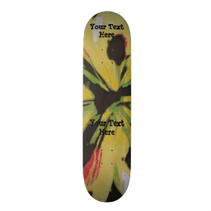 black yellow original modern abstract art design skateboard