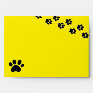 Black/Yellow Paw Print - Envelope