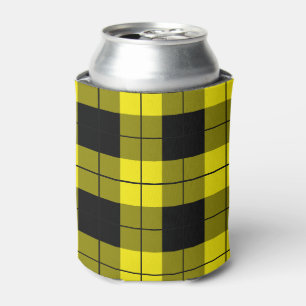 Black & Yellow Plaid Checked + Can Cooler