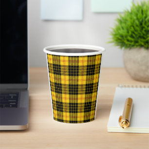 Black Yellow Plaid Paper Cups