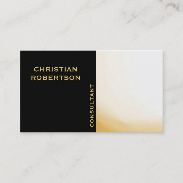 Black Yellow Plain Modern Consultant Business Card (Front)