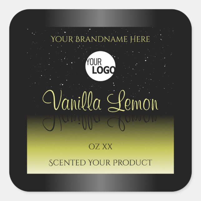 Black Yellow Product Packaging Labels Glitter Logo (Front)