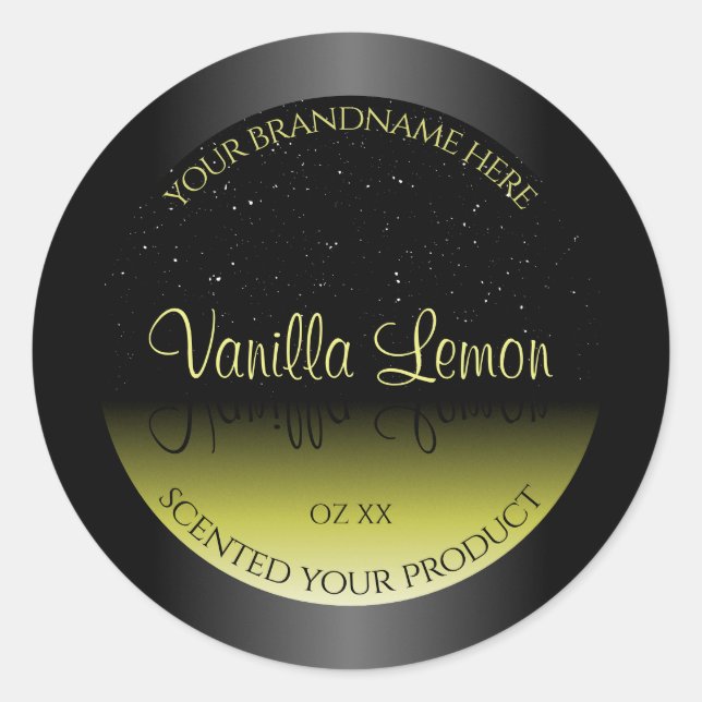 Black Yellow Product Packaging Labels Soft Glitter (Front)