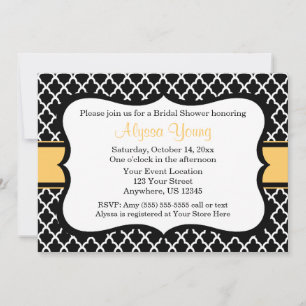 Black Yellow Quatrefoil Invitation