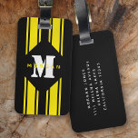 Black Yellow Racing Stripes Monogram Luggage Tag<br><div class="desc">✈️ This personalised luggage tag has a bold monogram and makes a great gift for the traveller in your life</div>