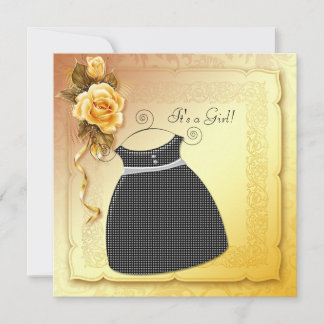 Black Yellow Rose Baby Shower Invitations