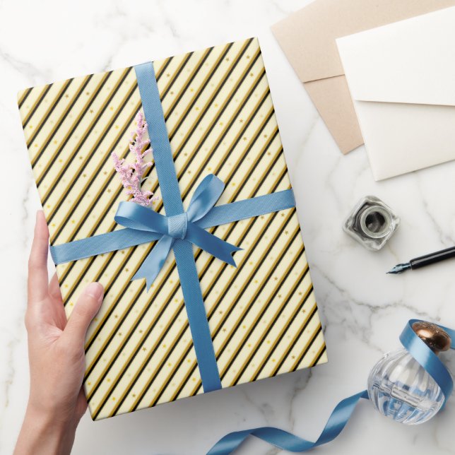 Black Yellow Sparkles Wrapping Paper (Gifting)
