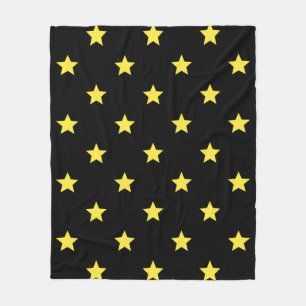 Black Yellow Star Art-Deco Classic Retro Pattern Fleece Blanket