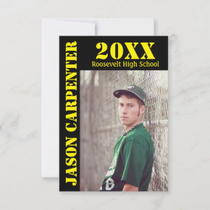 Black/Yellow Stencil Letters-3x5 Grad Announcement